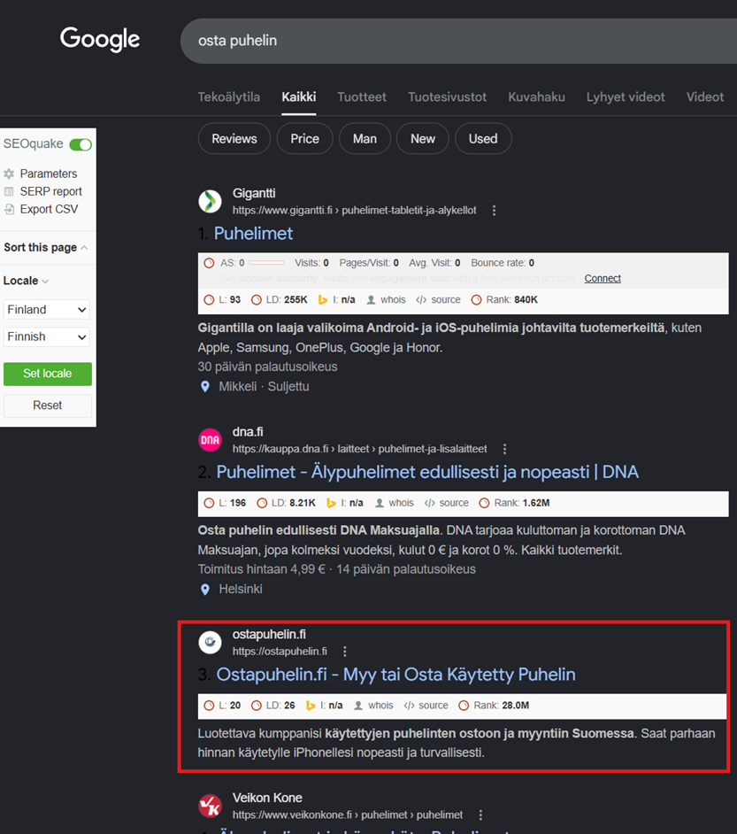 EMD-domainin hakutulokset kuuden kuukauden jälkeen